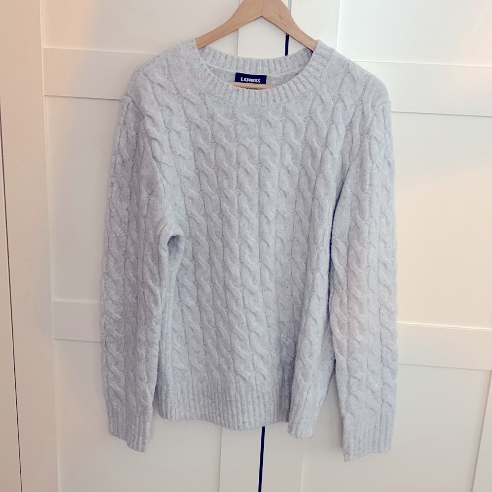 Express cable-knit sweater. Size S. Light gray